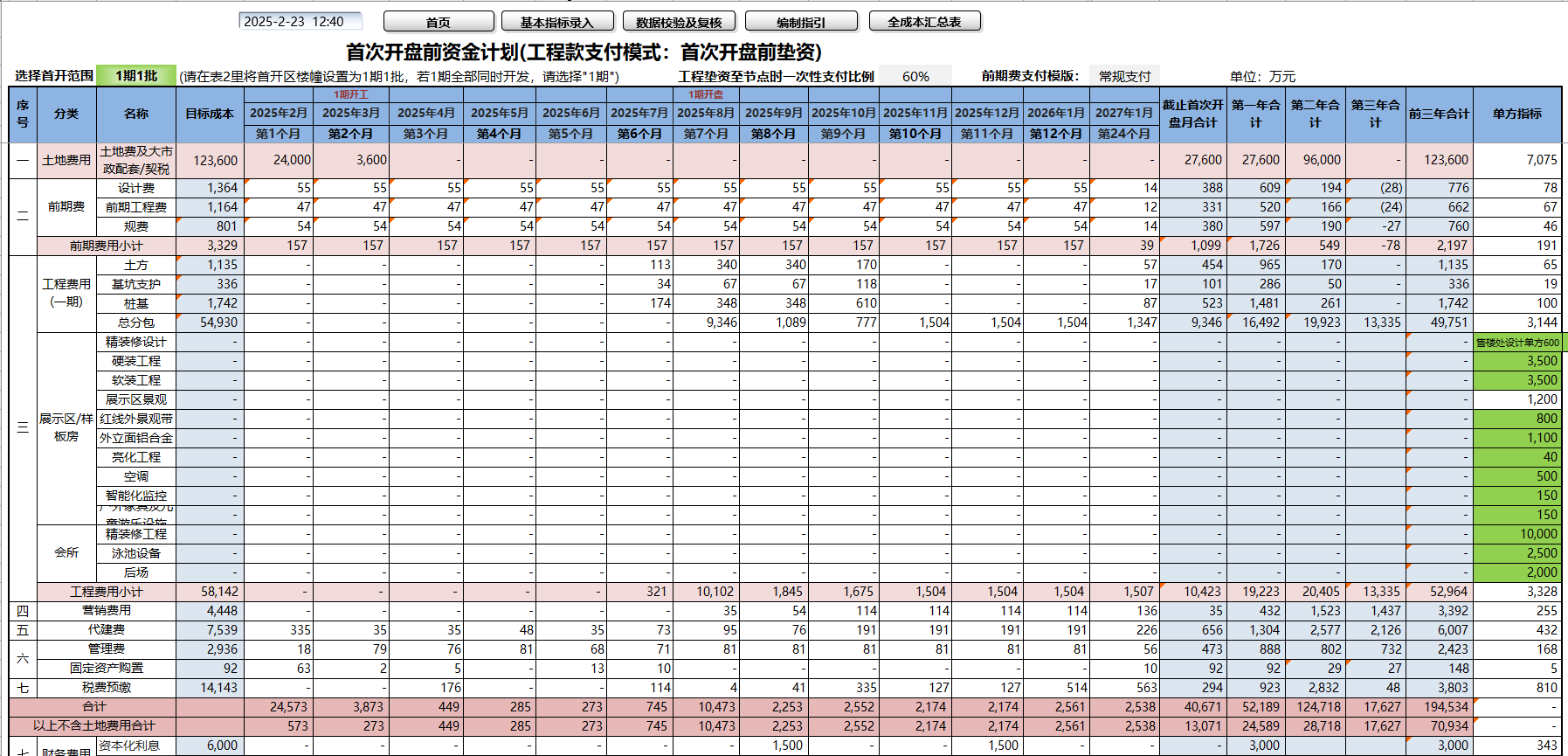 Pre-Opening Fund Payment Plan Table